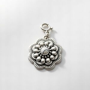 Solid 925 Sterling Silver Wild Horse Gemstone Flower Spring Clasp Charm Pendant
